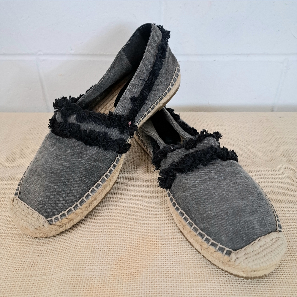 Joie Vivienne Canvas Fringe Jute Espadrille Slip On Sz39 Sz9